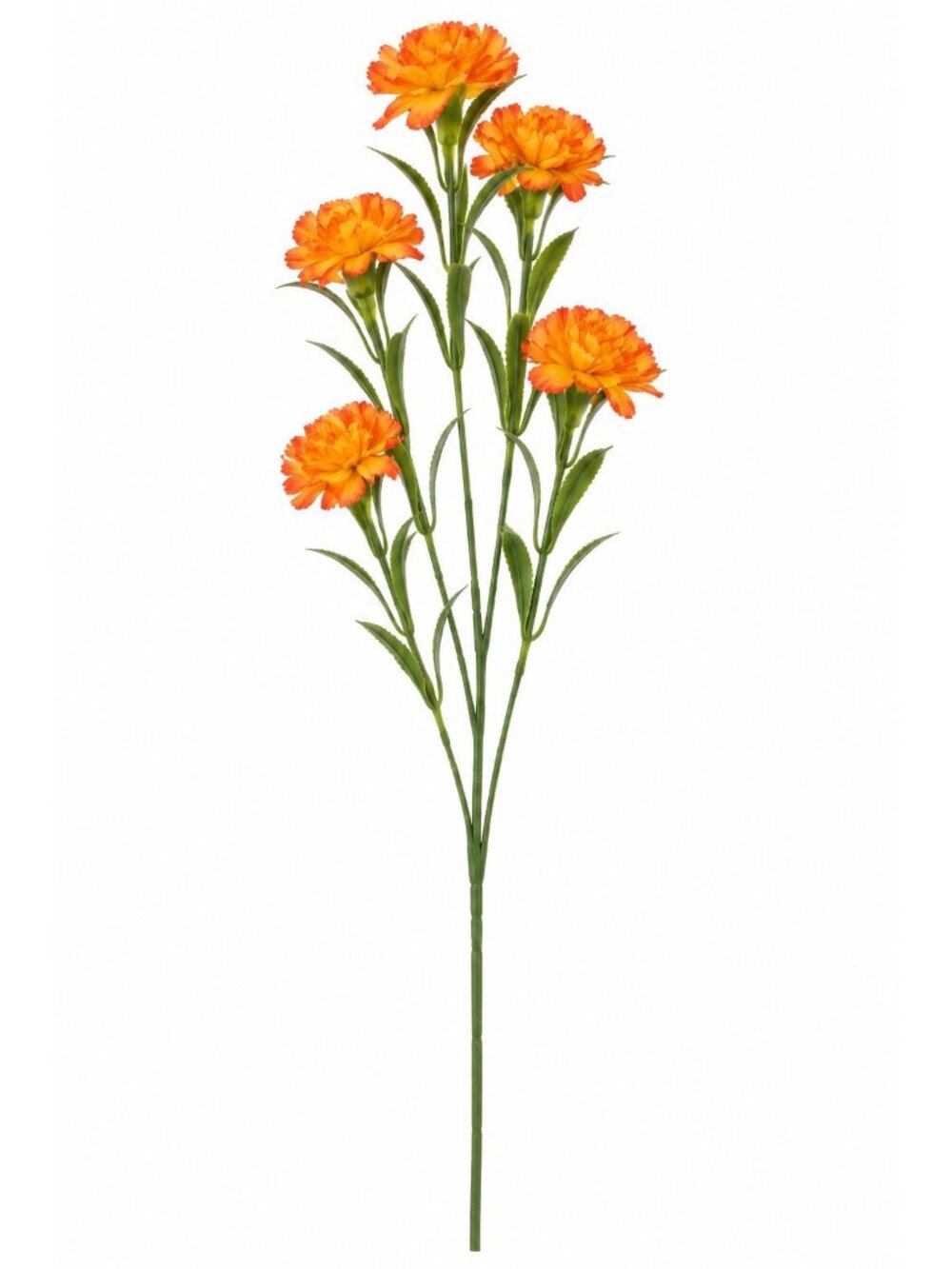 Orange Yellow Mini Carnation Stem 28 Inch Artificial Silk Flower Spray 5 Blooms